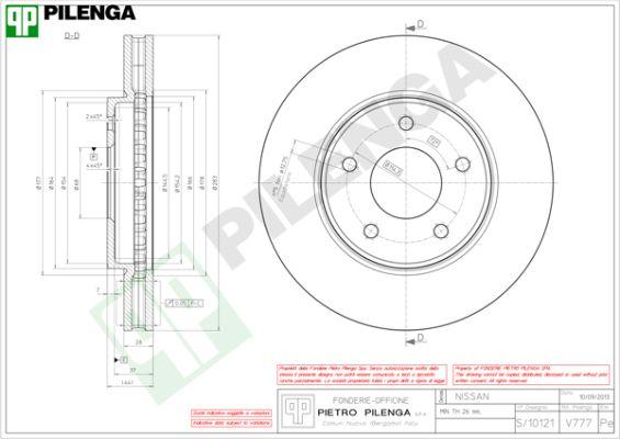 Pilenga V777 - Гальмівний диск autozip.com.ua