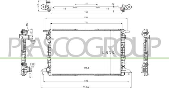 Prasco AD026R005 - Радіатор, охолодження двигуна autozip.com.ua