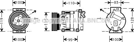 Prasco FTK033 - Компресор, кондиціонер autozip.com.ua