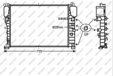 Prasco ME039R005 - Радіатор, охолодження двигуна autozip.com.ua