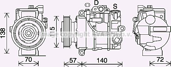 Prasco MSK706 - Компресор, кондиціонер autozip.com.ua