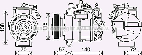 Prasco MSK708 - Компресор, кондиціонер autozip.com.ua