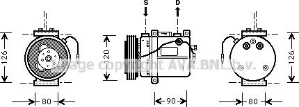 Prasco SBK051 - Компресор, кондиціонер autozip.com.ua