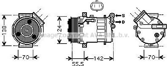 Prasco SBK069 - Компресор, кондиціонер autozip.com.ua