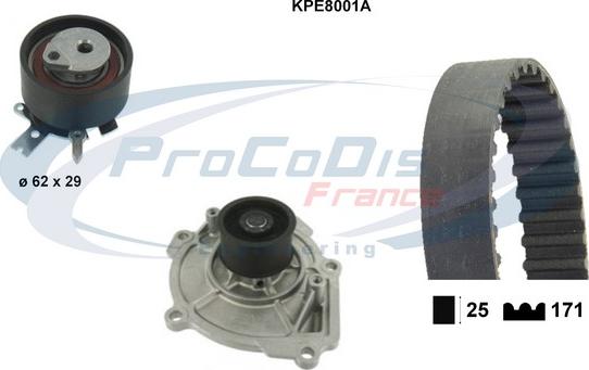 Procodis France KPE8001A - Водяний насос + комплект зубчатого ременя autozip.com.ua