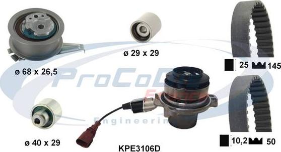 Procodis France KPE3106D - Водяний насос + комплект зубчатого ременя autozip.com.ua