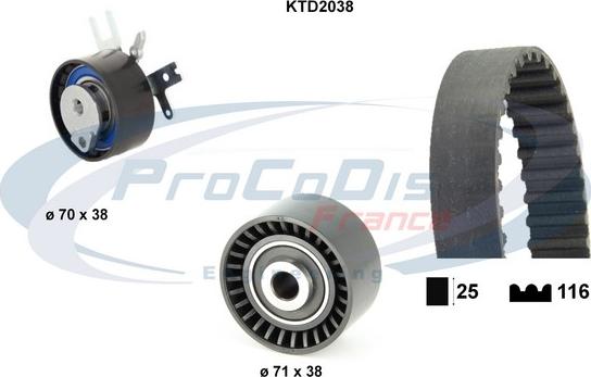 Procodis France KTD2038 - Комплект ременя ГРМ autozip.com.ua
