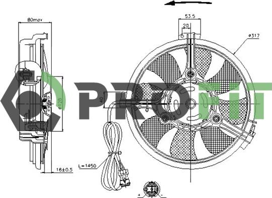 Profit 1850-0001 - Вентилятор, охолодження двигуна autozip.com.ua