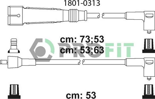 Profit 1801-0313 - Комплект проводів запалювання autozip.com.ua