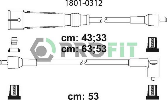 Profit 1801-0312 - Комплект проводів запалювання autozip.com.ua