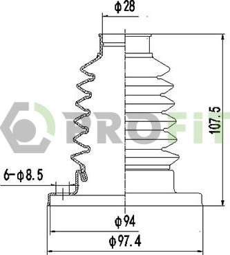 Profit 2810-0033 XLB - Пильник, приводний вал autozip.com.ua