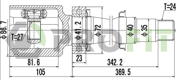 Profit 2810-2044 - Шарнірний комплект, ШРУС, приводний вал autozip.com.ua