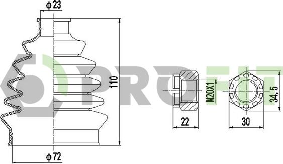 Profit 2710-0009 XLB - Пильник, приводний вал autozip.com.ua