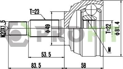 Profit 2710-1443 - Шарнір, ШРУС, приводний вал autozip.com.ua