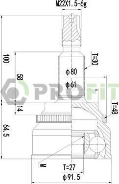 Profit 2710-3073 - Шарнірний комплект, ШРУС, приводний вал autozip.com.ua