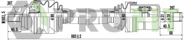 Profit 2730-3028 - Приводний вал autozip.com.ua
