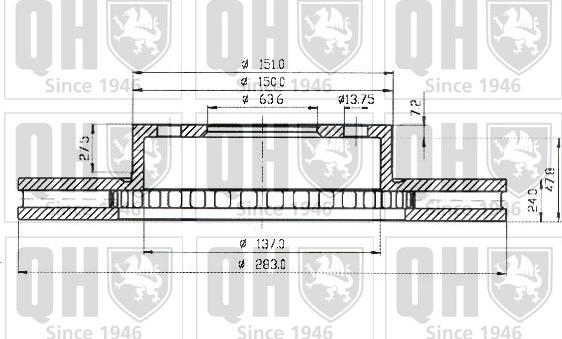 Quinton Hazell BDC3728 - Гальмівний диск autozip.com.ua