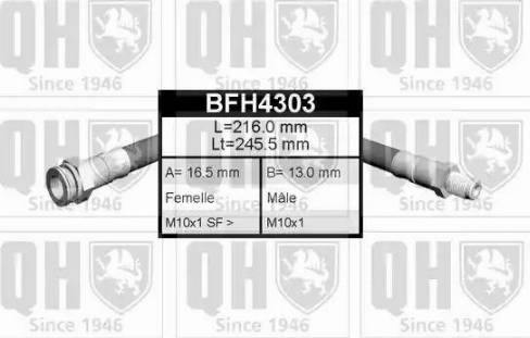 Quinton Hazell BFH4303 - Гальмівний шланг autozip.com.ua