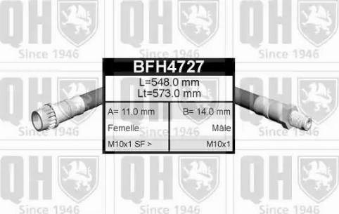 Quinton Hazell BFH4727 - Гальмівний шланг autozip.com.ua