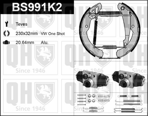 Quinton Hazell BS991K2 - Комплект гальм, барабанний механізм autozip.com.ua