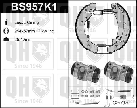 Quinton Hazell BS957K1 - Комплект гальм, барабанний механізм autozip.com.ua