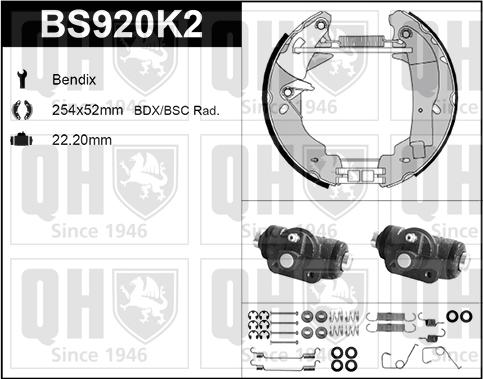 Quinton Hazell BS920K2 - Комплект гальм, барабанний механізм autozip.com.ua