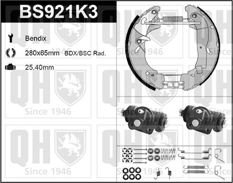 Quinton Hazell BS921K3 - Комплект гальм, барабанний механізм autozip.com.ua