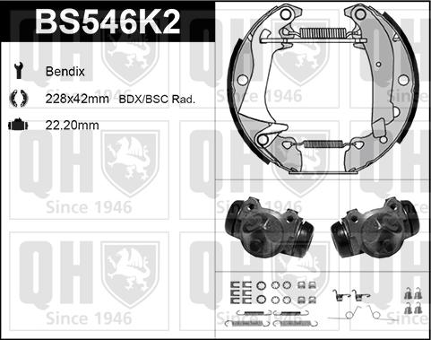 Quinton Hazell BS546K2 - Комплект гальм, барабанний механізм autozip.com.ua