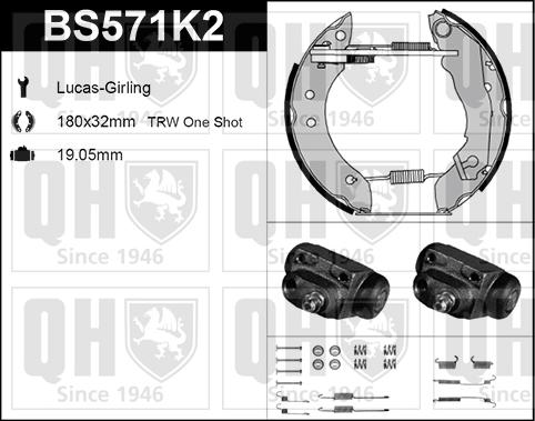 Quinton Hazell BS571K2 - Комплект гальм, барабанний механізм autozip.com.ua