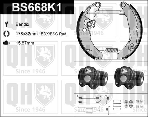 Quinton Hazell BS668K1 - Комплект гальм, барабанний механізм autozip.com.ua