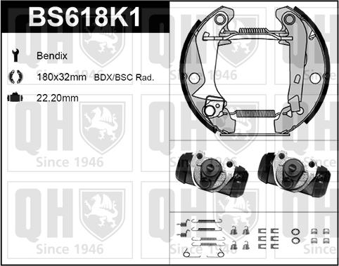 Quinton Hazell BS618K1 - Комплект гальм, барабанний механізм autozip.com.ua