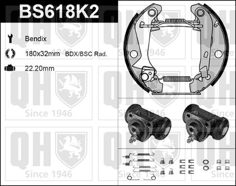 Quinton Hazell BS618K2 - Комплект гальм, барабанний механізм autozip.com.ua