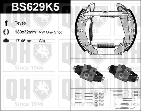 Quinton Hazell BS629K5 - Комплект гальм, барабанний механізм autozip.com.ua