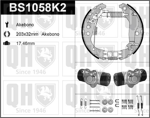 Quinton Hazell BS1058K2 - Комплект гальм, барабанний механізм autozip.com.ua