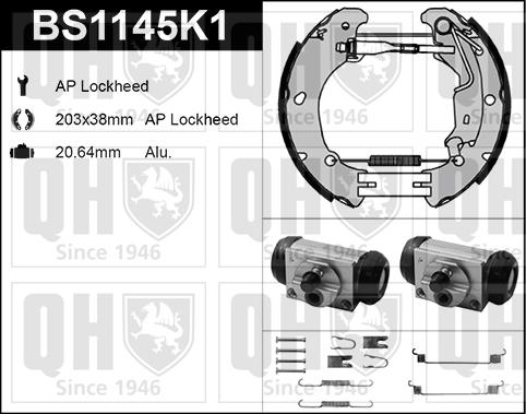 Quinton Hazell BS1145K1 - Комплект гальм, барабанний механізм autozip.com.ua