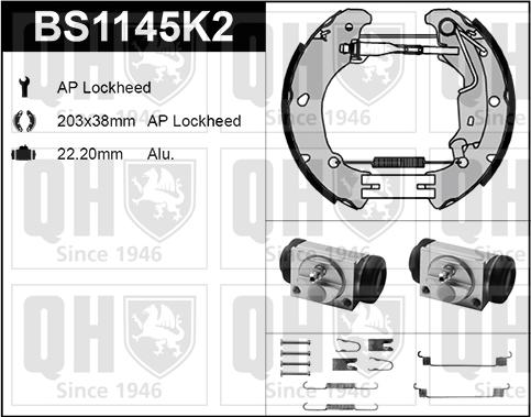 Quinton Hazell BS1145K2 - Комплект гальм, барабанний механізм autozip.com.ua