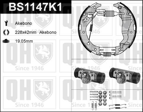 Quinton Hazell BS1147K1 - Комплект гальм, барабанний механізм autozip.com.ua