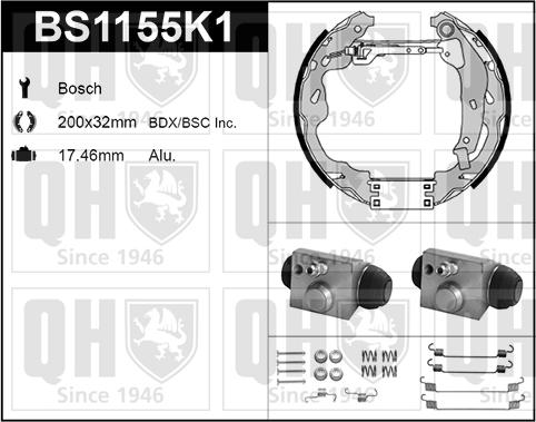 Quinton Hazell BS1155K1 - Комплект гальм, барабанний механізм autozip.com.ua