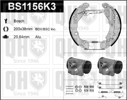 Quinton Hazell BS1156K3 - Комплект гальм, барабанний механізм autozip.com.ua