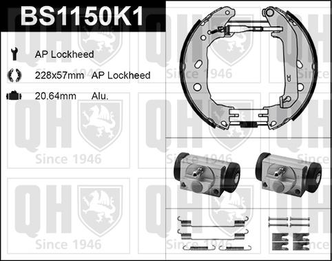 Quinton Hazell BS1150K1 - Комплект гальм, барабанний механізм autozip.com.ua