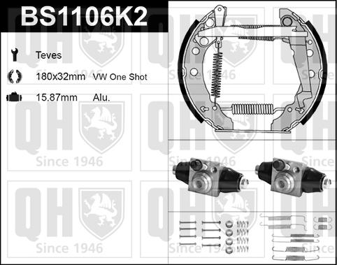 Quinton Hazell BS1106K2 - Комплект гальм, барабанний механізм autozip.com.ua