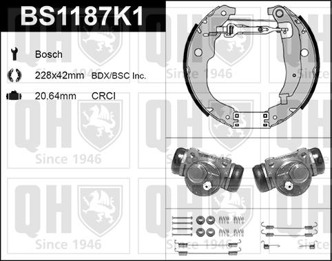 Quinton Hazell BS1187K1 - Комплект гальм, барабанний механізм autozip.com.ua