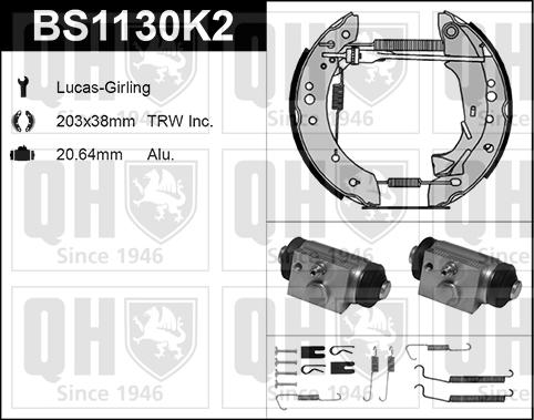 Quinton Hazell BS1130K2 - Комплект гальм, барабанний механізм autozip.com.ua