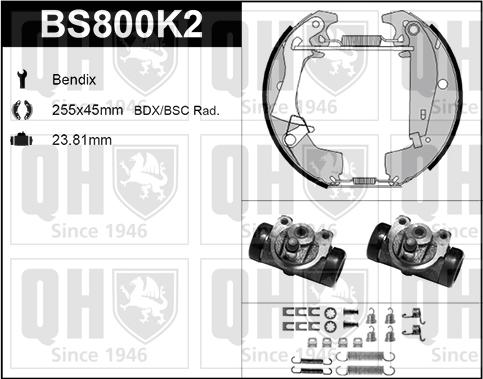 Quinton Hazell BS800K2 - Комплект гальм, барабанний механізм autozip.com.ua