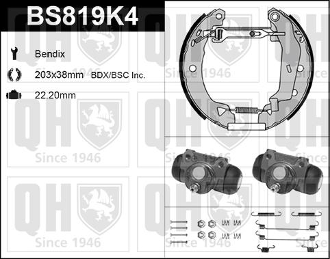 Quinton Hazell BS819K4 - Комплект гальм, барабанний механізм autozip.com.ua