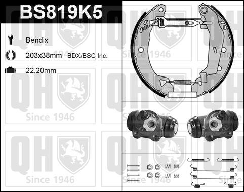 Quinton Hazell BS819K5 - Комплект гальм, барабанний механізм autozip.com.ua