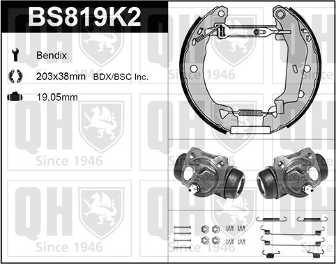 Quinton Hazell BS819K2 - Комплект гальм, барабанний механізм autozip.com.ua