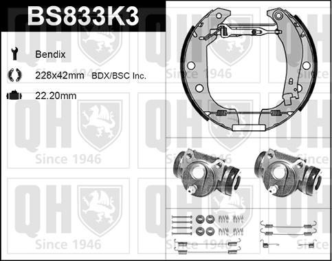 Quinton Hazell BS833K3 - Комплект гальм, барабанний механізм autozip.com.ua