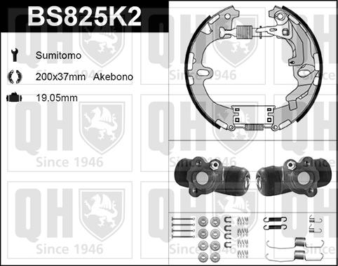 Quinton Hazell BS825K2 - Комплект гальм, барабанний механізм autozip.com.ua