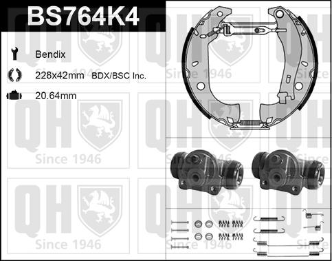 Quinton Hazell BS764K4 - Комплект гальм, барабанний механізм autozip.com.ua